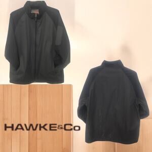 Hawke & Co Mens Windbreaker Jacket Size Large Black Performance Zip Pockets